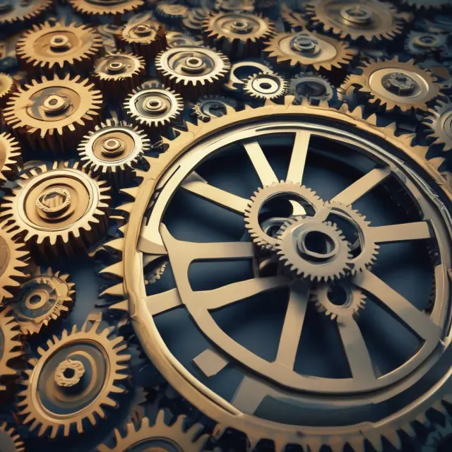 Gears symbolizing technology in motion, overseeing transfer agents streamlining record keeping and distributions