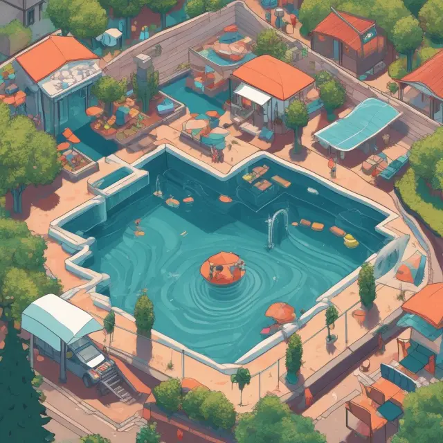 An image of insurance companies as colossal pillars, absorbing risks from individuals and businesses through a vast network of interconnected pools
