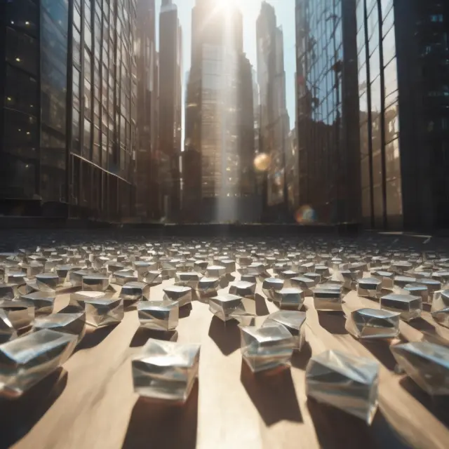 A sunlit stock market with transparent crystal panels, emphasizing the importance of transparency for informed decisions