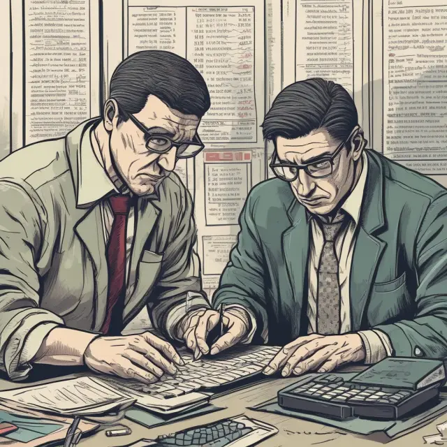 One trader accurately inputs data into a calculator, while another faces a catastrophic mistake, symbolizing transposition errors and their potential consequences