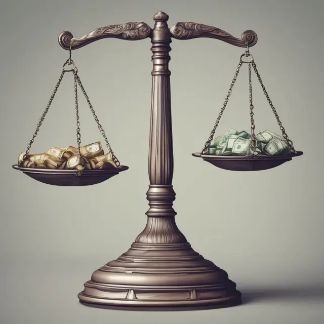 Financial scales balance profits and taxes