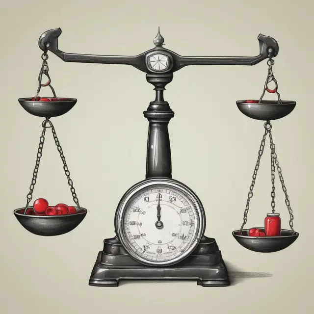 A pharmacist holding a weighing scale with incorrect numbers, illustrating potential transposition errors in medicinal dosing