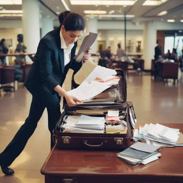 Employer processing employee business travel reimbursement, featuring supporting documents and proper record keeping