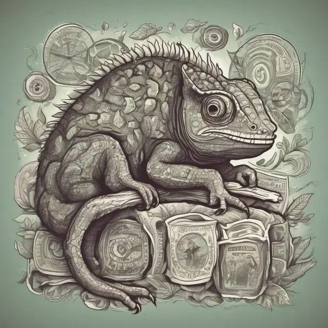 A chameleon morphing between different Treasury bill maturities: short-term (discount), medium-term (marketable), and long-term (zero-coupon) securities.