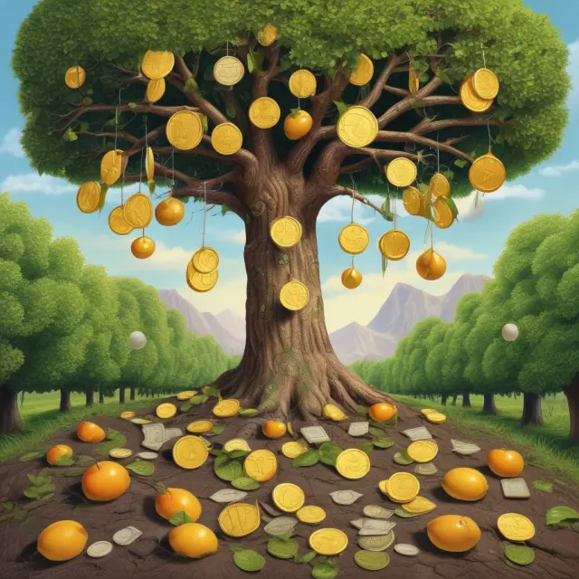 Golden coin tree symbolizing T-bill