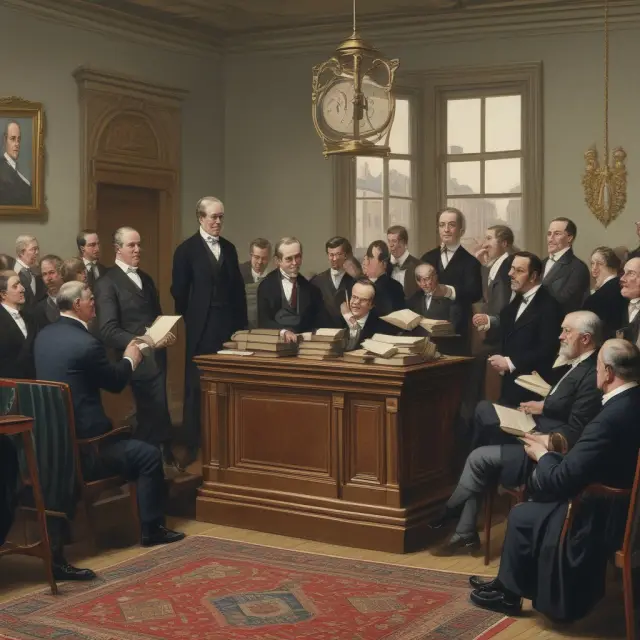Treasury auction house scene: investors submit competitive and noncompetitive bids on digital balance scales to determine the yield for newly issued T-bonds