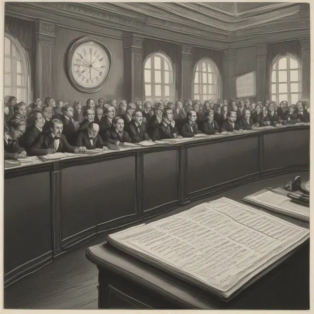 An image of an auction house for Treasury bonds, where investors bid on available bonds and follow scheduled auctions.