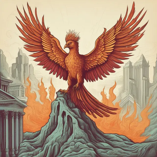 Phoenix emerging from a balance sheet, representing treasury stock