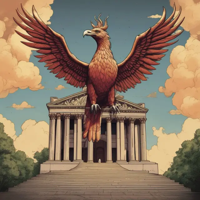 A phoenix rising from treasury stocks symbolizes the process of retiring and eliminating old shares to enhance financial ratios
