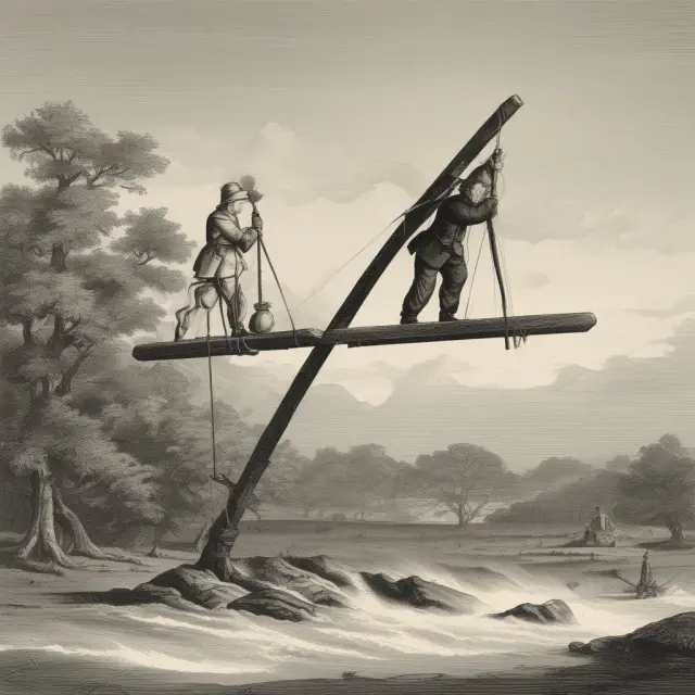 Seesaw illustrating the balance between historical market trends and external factors affecting investment decisions