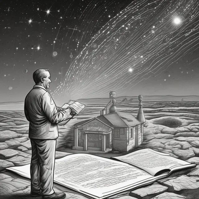 Scientist calculating Treynor ratio with stars symbolizing investments