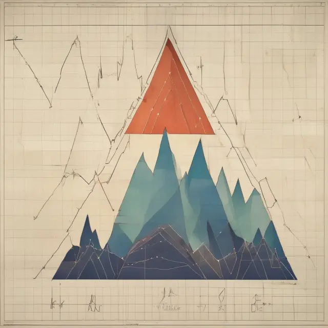 Three triangle patterns illustrated on a stock market chart: ascending, descending, and symmetrical triangles.