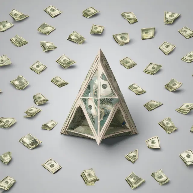 Triangular prism containing euros, dollars, and pounds, representing exchange rates for triangular arbitrage.
