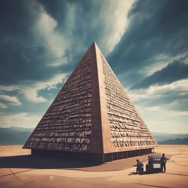 A triangular prism intersecting a set of scales, symbolizing regulatory compliance and tax considerations in triangular arbitrage