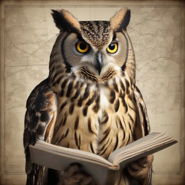A wise owl carefully examines an intricate contract map to manage potential triggering events