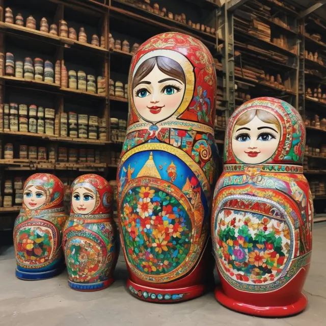 An image of a large Russian nesting doll set with one labeled