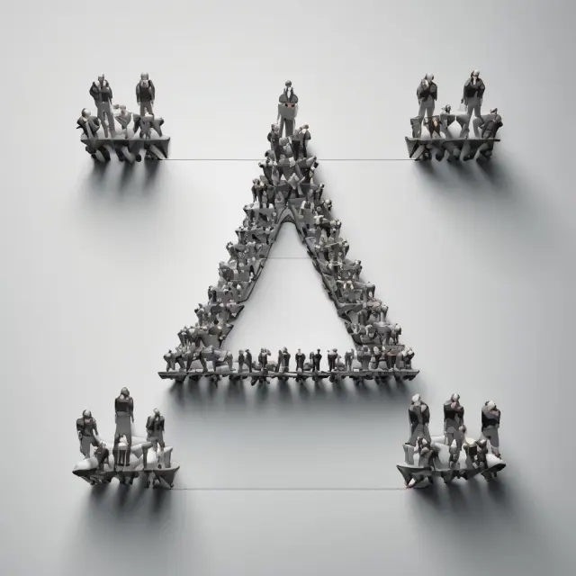 People form a solid base in this image, creating a strong triangle that represents the importance of social responsibility within the Triple Bottom Line.