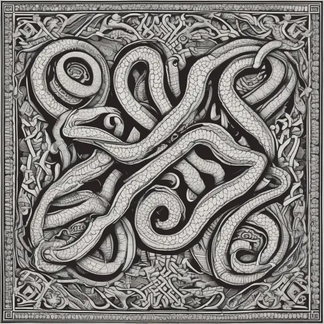 Image of two snakes symbolizing TEMA and DEMA technical indicators intertwined, emphasizing their differences and interconnectivity.