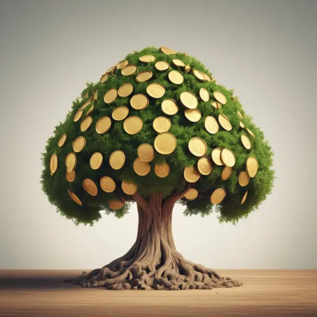 Golden tree with tenants as guardians protecting a steady income stream for landlords through triple net leases