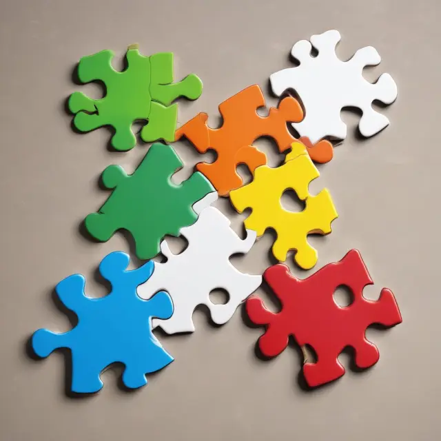 Three puzzle pieces labeled