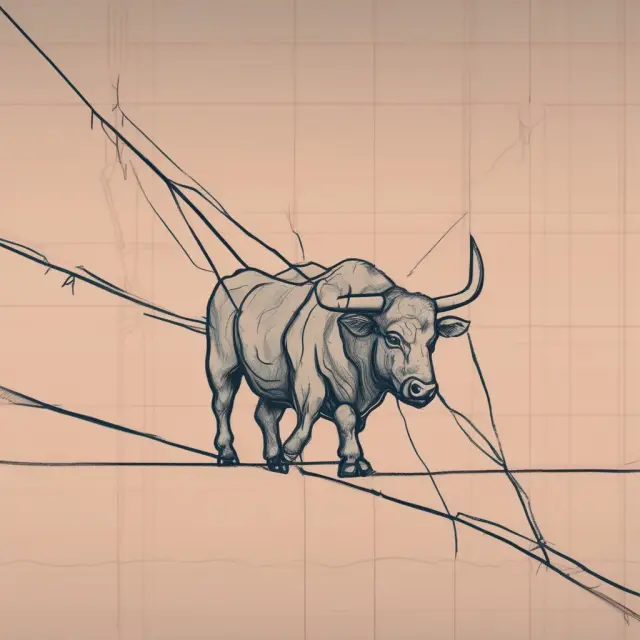 A bull on a tightrope representing traders