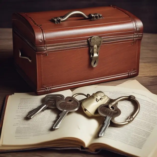 Image of an open book representing a will and a locked chest symbolizing a trust fund, illustrating the differences between estate planning tools.