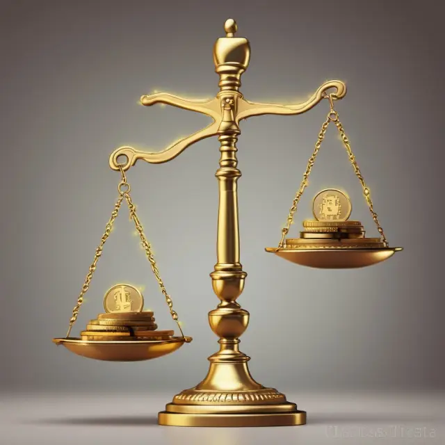 A trustee skillfully manages a set of golden coins on a scale, symbolizing the balancing act between grantor, beneficiary, and tax obligations in trust fund management.