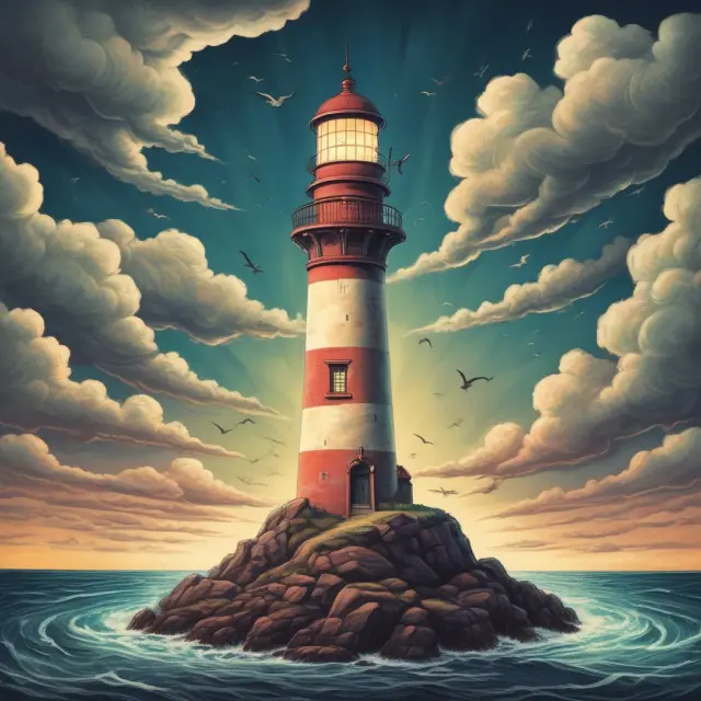 A lighthouse symbolizing trust funds, beaming guidance for investors seeking a secure financial future