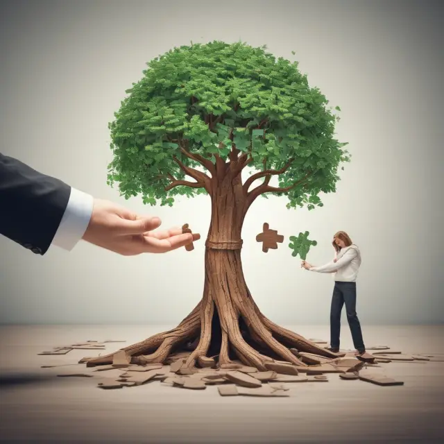 Grantor relinquishing puzzle pieces to trustee for an irrevocable trust, while retaining control of a living tree in a revocable trust