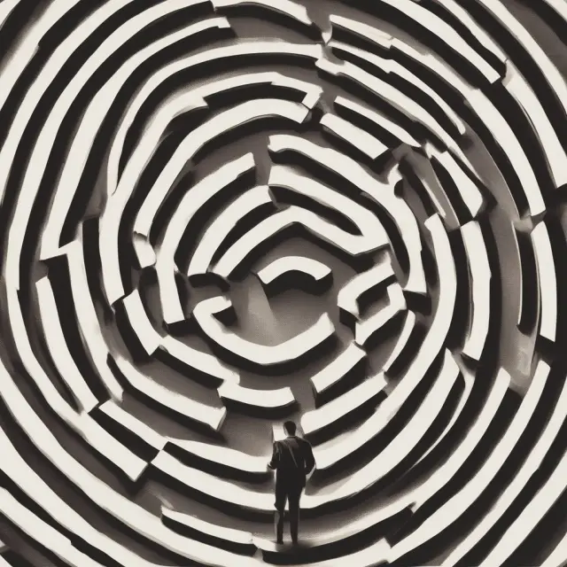 A maze filled with tax law symbols represents trustors (grantors), trustees, and beneficiaries collaboratively maneuvering through complex estate planning strategies to minimize their tax liabilities.