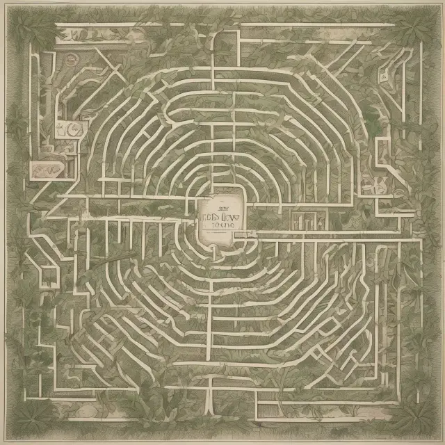 A labyrinth illustrating the six categories of trusts: Living or Testamentary, Revocable or Irrevocable, Funded or Unfunded.