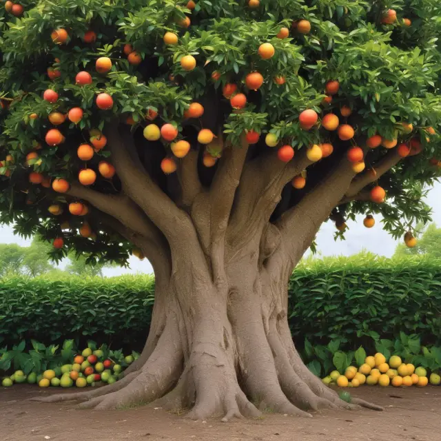 Image of a tree with fruits labeled 