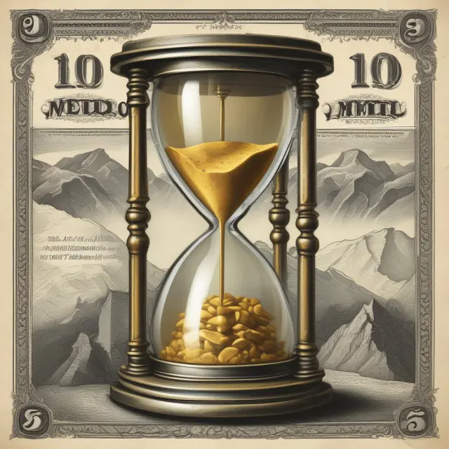 An hourglass signifies maturity date, a golden scale represents face value, and a cascading waterfall depicts periodic coupon payments
