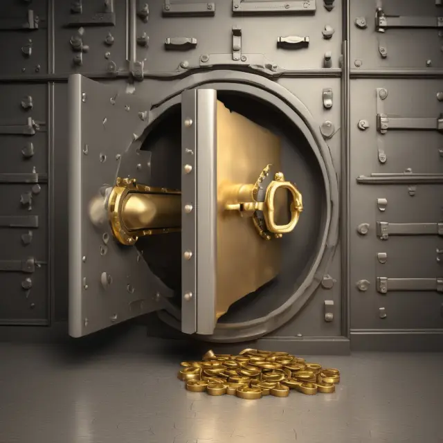 Golden keys symbolizing trust receipts emerging from a bank vault, representing short-term business financing.