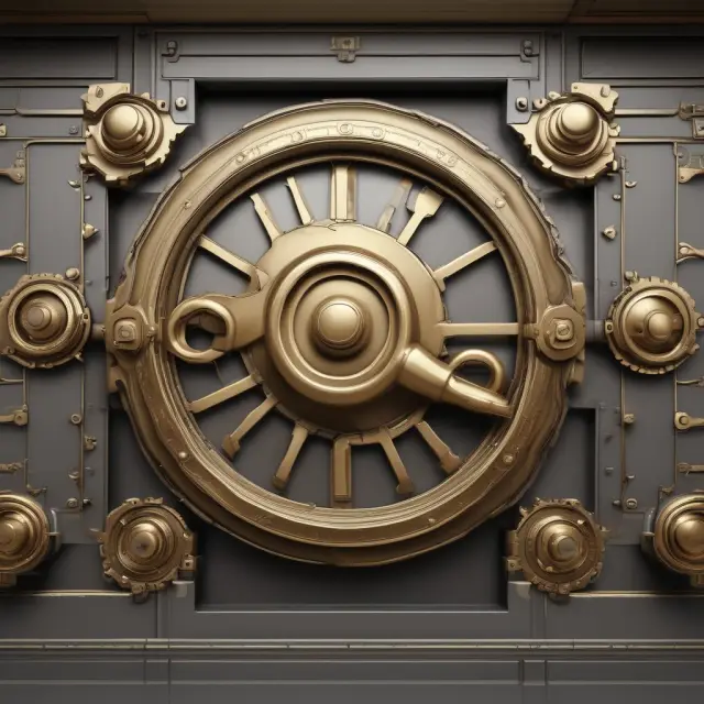 Golden key unlocking bank vault, illustrating how trust receipts work