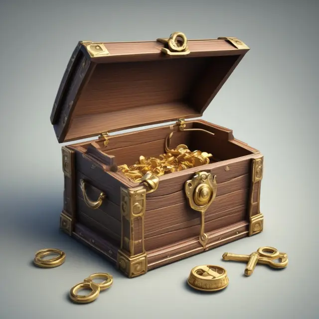 Trust company managing a legacy through a treasure chest, ensuring financial security for future generations