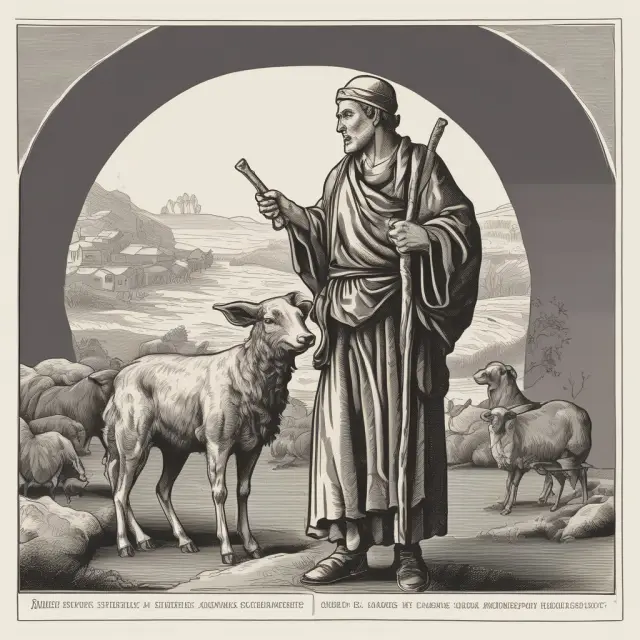 A trustee represented as a compassionate shepherd skillfully navigating through verdant fields, ensuring the safety and prosperity of numerous flocks (beneficiaries) entrusted to their care.