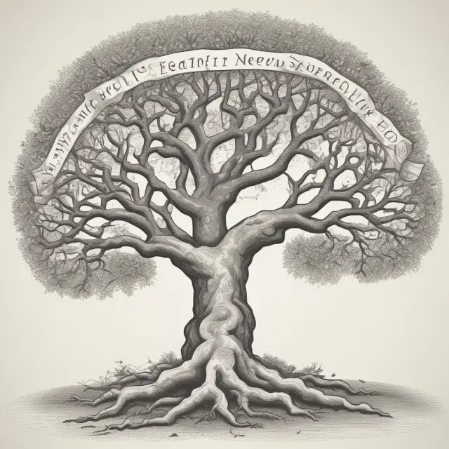 Image of a tree with roots and branches, labeled 