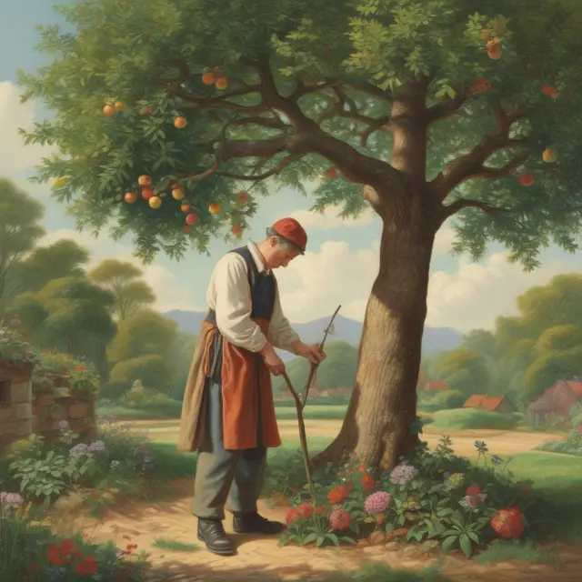 Trustee nurturing tree representing wealth with future generations picking its fruit