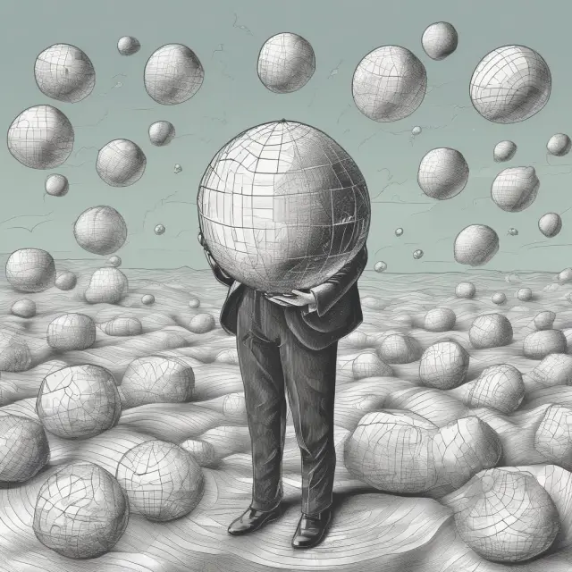 An investor sailing on a sea of stock charts holds a crystal ball, symbolizing the use of TSR for predicting future investment success.