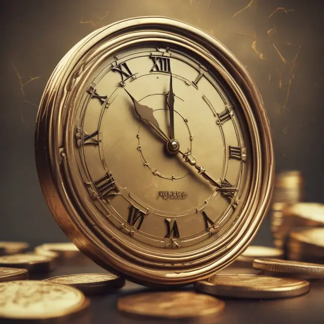 Gold coin with a clock face for seconds, representing TTM yield calculation