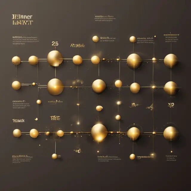 A golden timeline adorned by twelve glowing orbs representing the Trailing Twelve Months