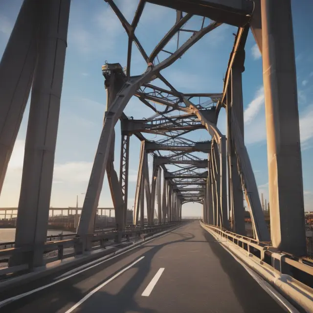 Image of a sturdy bridge symbolizing turnkey solutions linking the past, present, and future, with technological advancements depicted as ripples on the water.