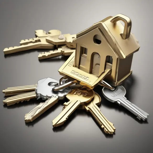 A golden key unlocks a turnkey property, symbolizing passive income in real estate investment