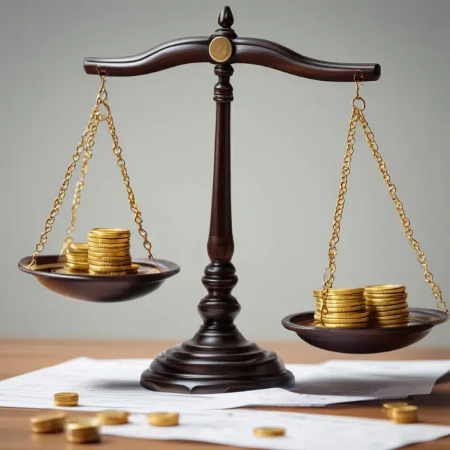 An accountant weighing gold coins against AR invoices on a balancing scale, representing accounts receivable turnover