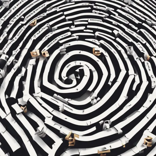 An investor wading through a maze of stock symbols to find the optimal balance between trading activity and financial gains, illustrating portfolio turnover.