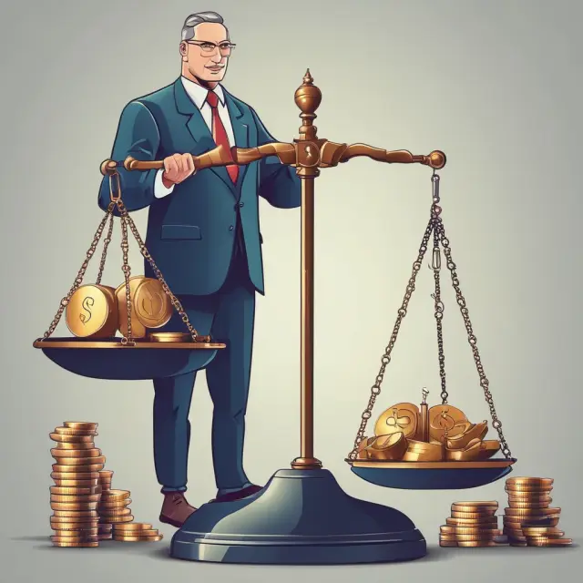 Businessman weighs sales on scales against assets to visualize asset turnover ratio
