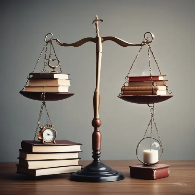 Scale balances a house with clock against books and hourglass, emphasizing budgeting for housing expenses and debt repayment within the 28/36 rule