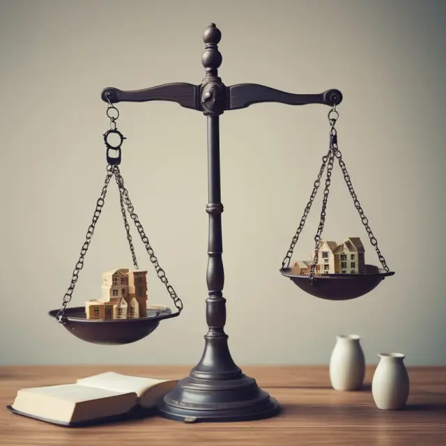 A person skillfully balances a scale with weights representing income, debt, and housing expenses to symbolize adhering to the 28/36 rule