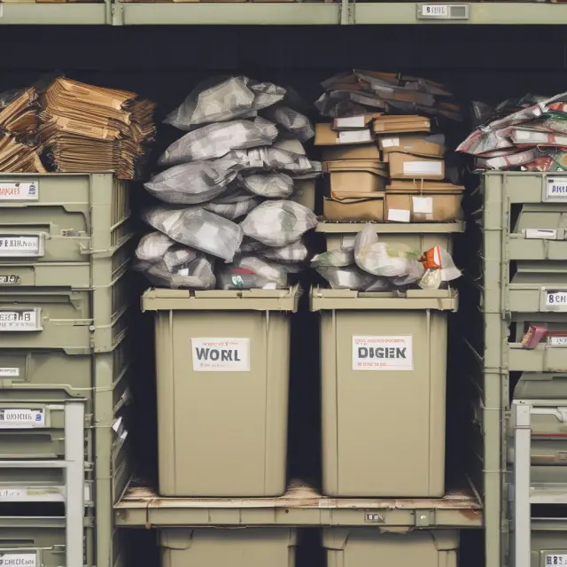 Two overflowing bins: one labeled 